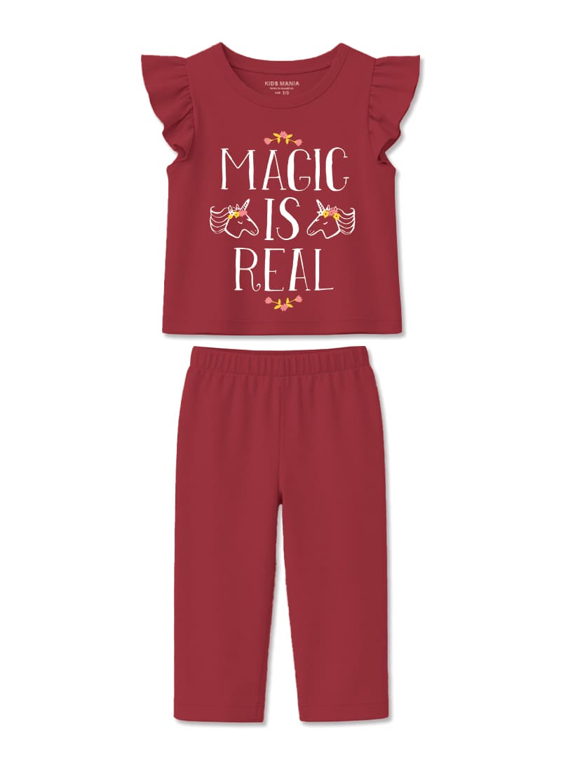 Girls Magic Is Real Frill Sleeve Set