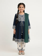 Girls Royal Embroidered Frock Set