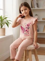 Girls Butterfly Snow Style Frill Sleeve Set