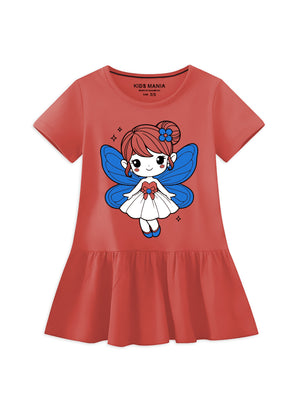 Rustic red Frock for Girl