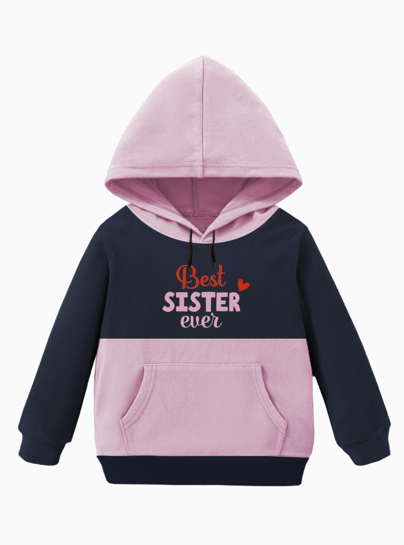 Pink & Black " Best Sister Ever " Girls Hoodie