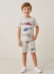 Boys Rescue Helicopter Shorts Set