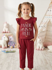 Girls Magic Is Real Frill Sleeve Set