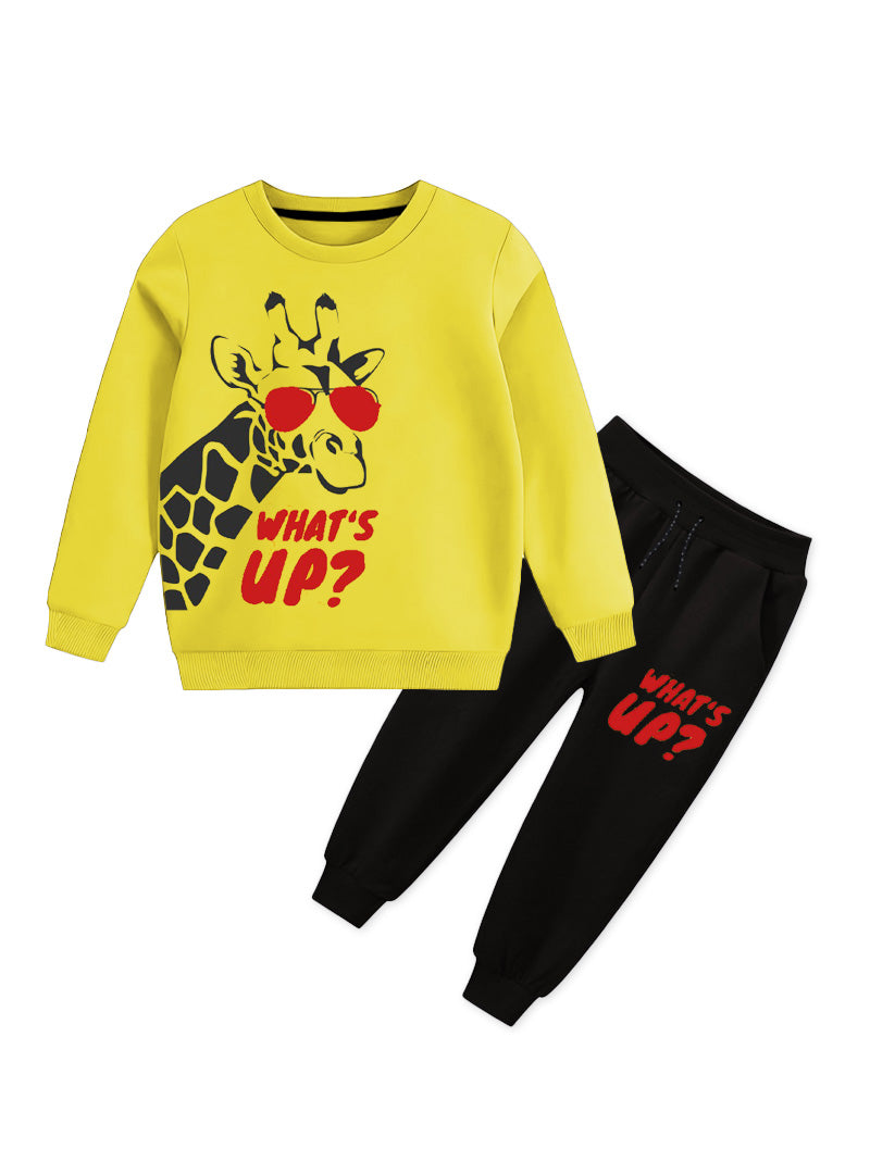 What's Up Giraffe Print Fleece Tracksuit