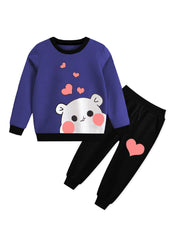 Cute Bear Print Kids Winter Tracksuit