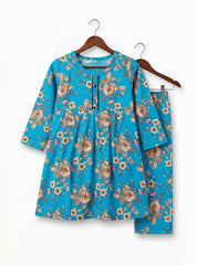 Girls Aqua Bloom Peplum Set