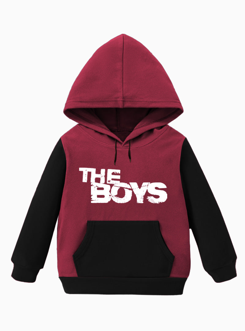 Maroon & Black Kids Full Sleeves Hoodie - The Boys