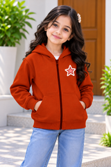 Girls Hoodie Zip-Up Scarlet Charm