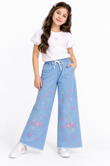 Girls Wide-Leg Denim Rosy Sky
