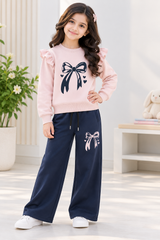 Girls Winter Set Elegant Bow Ruffle