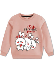 Best Friends Forever Girls Cartoon Bunny Print Sweatshirt