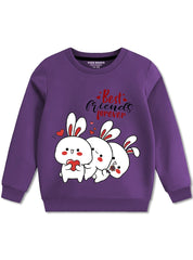 Girls Winter Sweatshirt with Bunny Graphic Best Friends Forever