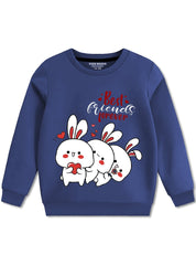 Peach Cartoon Print Girls Sweatshirt Best Friends Forever