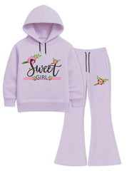 Sweet Girl Floral Hoodie Flared Set