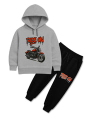 Ride On Motorcycle Print Hoodie Set for Kids