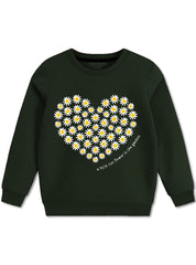 Little Sunflower Heart Green Sweatshirt