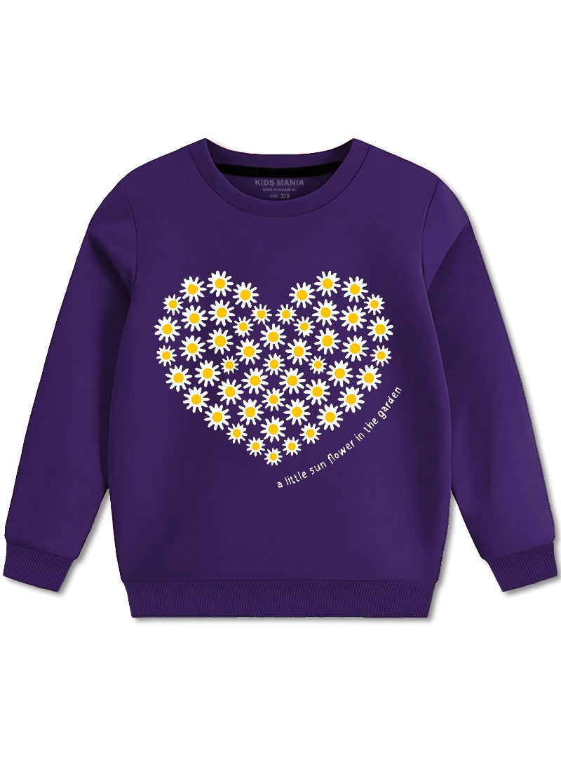Girls Purple Floral Heart Sweatshirt