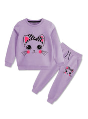Cute Cat Face Girls Winter Tracksuit