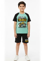 Boys Ride The Trails T Shirt Shorts Set