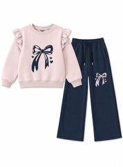 Girls Winter Set Elegant Bow Ruffle