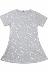 WHITE GIRLS FROCK WITH GREY STAR