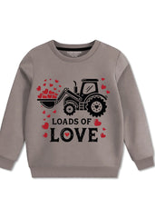 Heartwarming Loads of Love Tractor Fleece Sweatshirt For Girls Brown