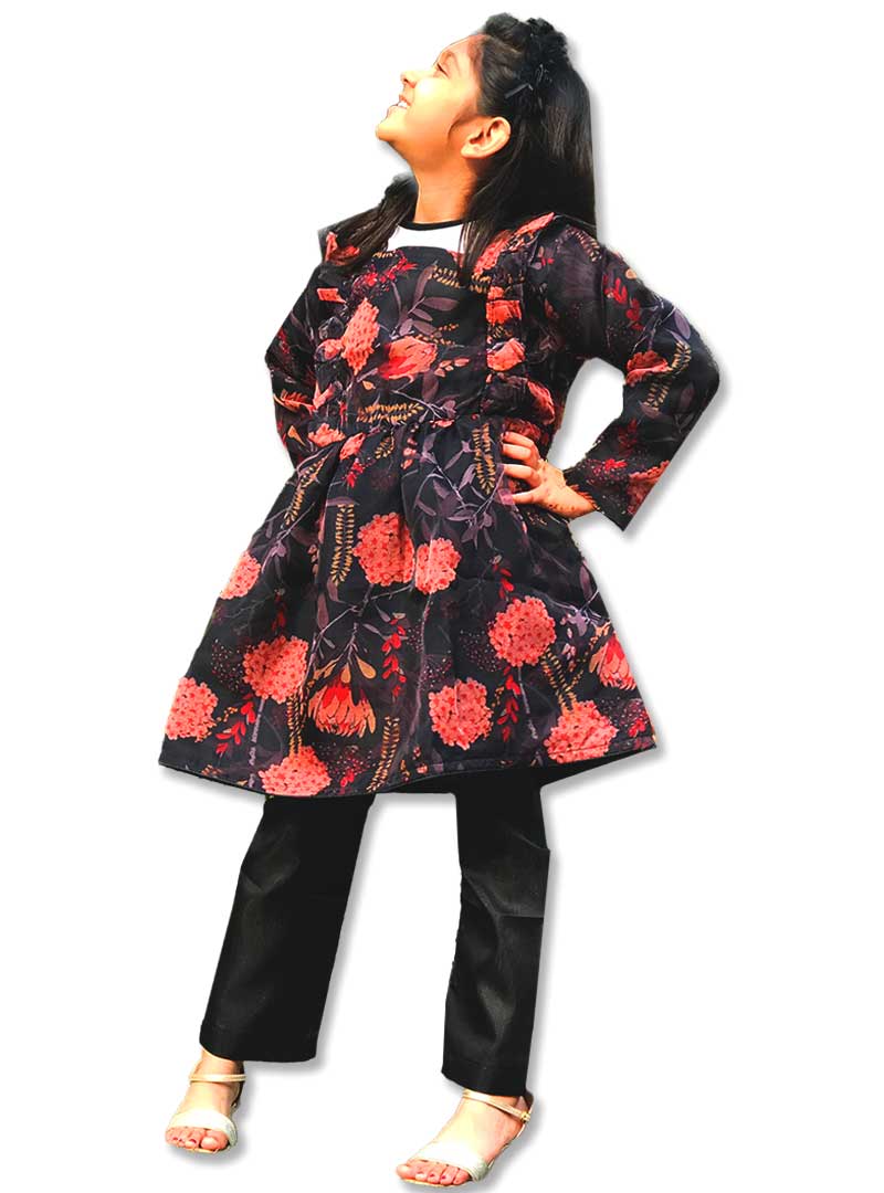 BLACK PINK FROCK WITH TROUSER